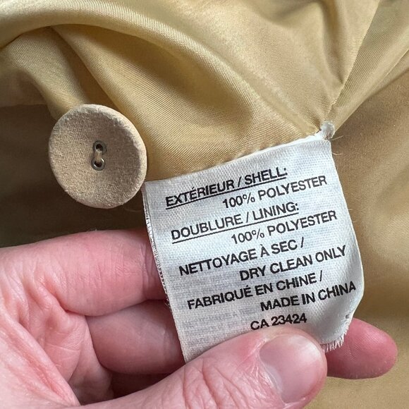 Vintage 90s Y2K Long Faux Suede Leather Peacoat Trench Jacket Quiet Luxury Coat - Picture 8 of 9